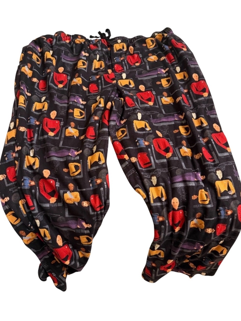 Black Graphic Men’s Lounge Pants - Red & Yellow Pattern